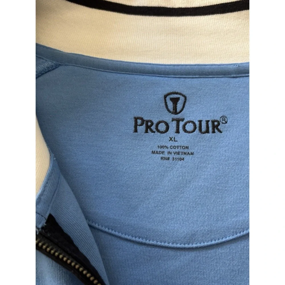 Pro Tour Jacket Men's XL Blue Black Golf Quarter Zip Athletic Pullover Sweater